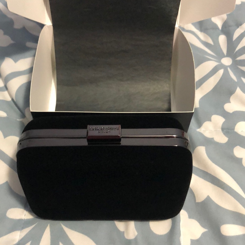 COPY - GIORGIO ARMANI BLACK VELVET CLUTCH WITH METAL LINK